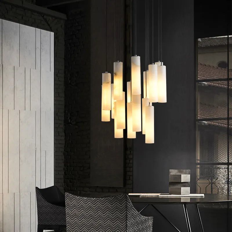 Modern Marble Pendant Light for Bedroom - Contemporary Handcrafted Hanging Fixture with Adjustable Cord - Perfect for Bedside, Dining Room, or Living Room Lighting Decor