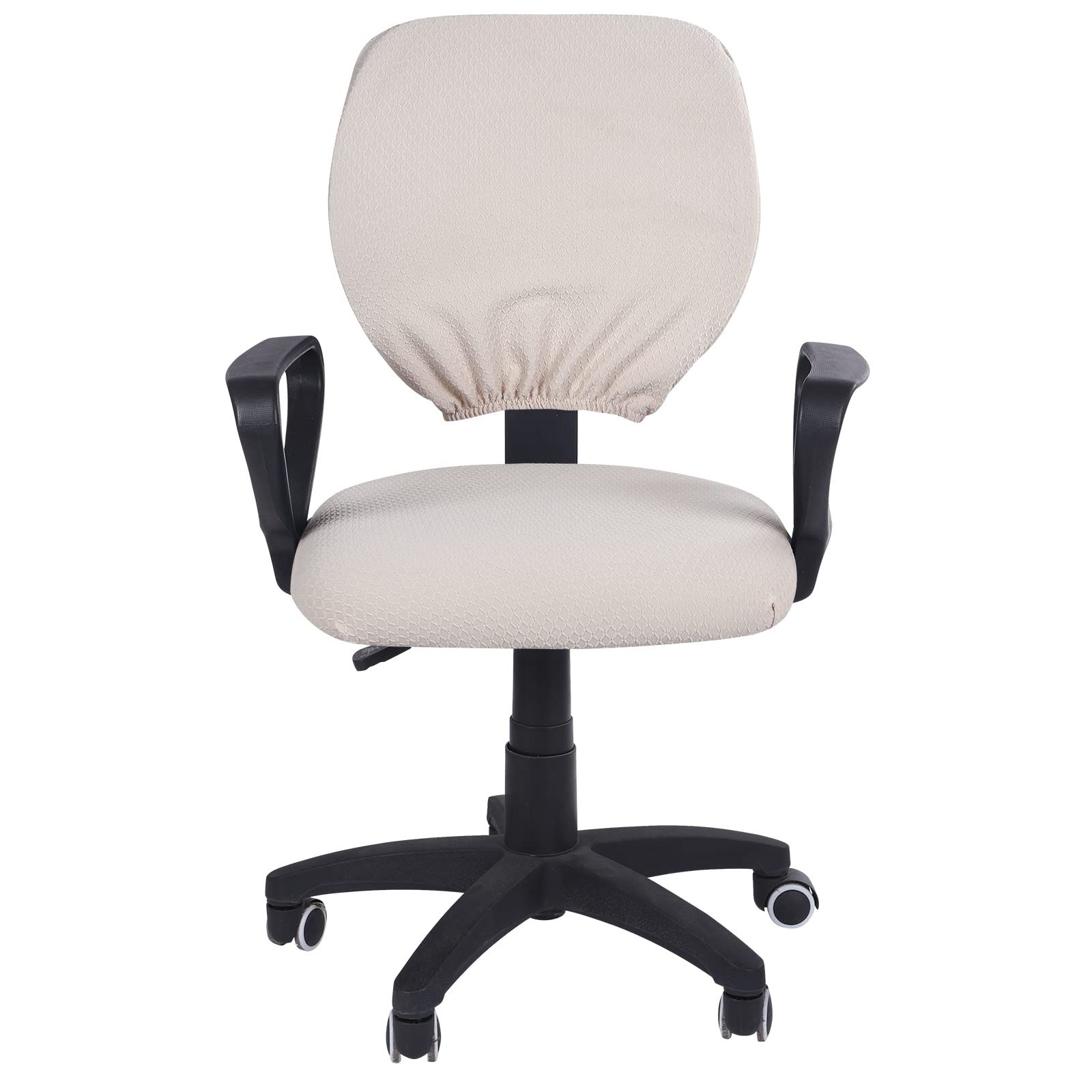 SearchI 2-Piece Jacquard Office Chair Cover - Washable, Stretchable Desk Chair Slipcover for Computer & Office Chairs (Beige) - Perfect for Home Office, Study Room, and Workspace Decor