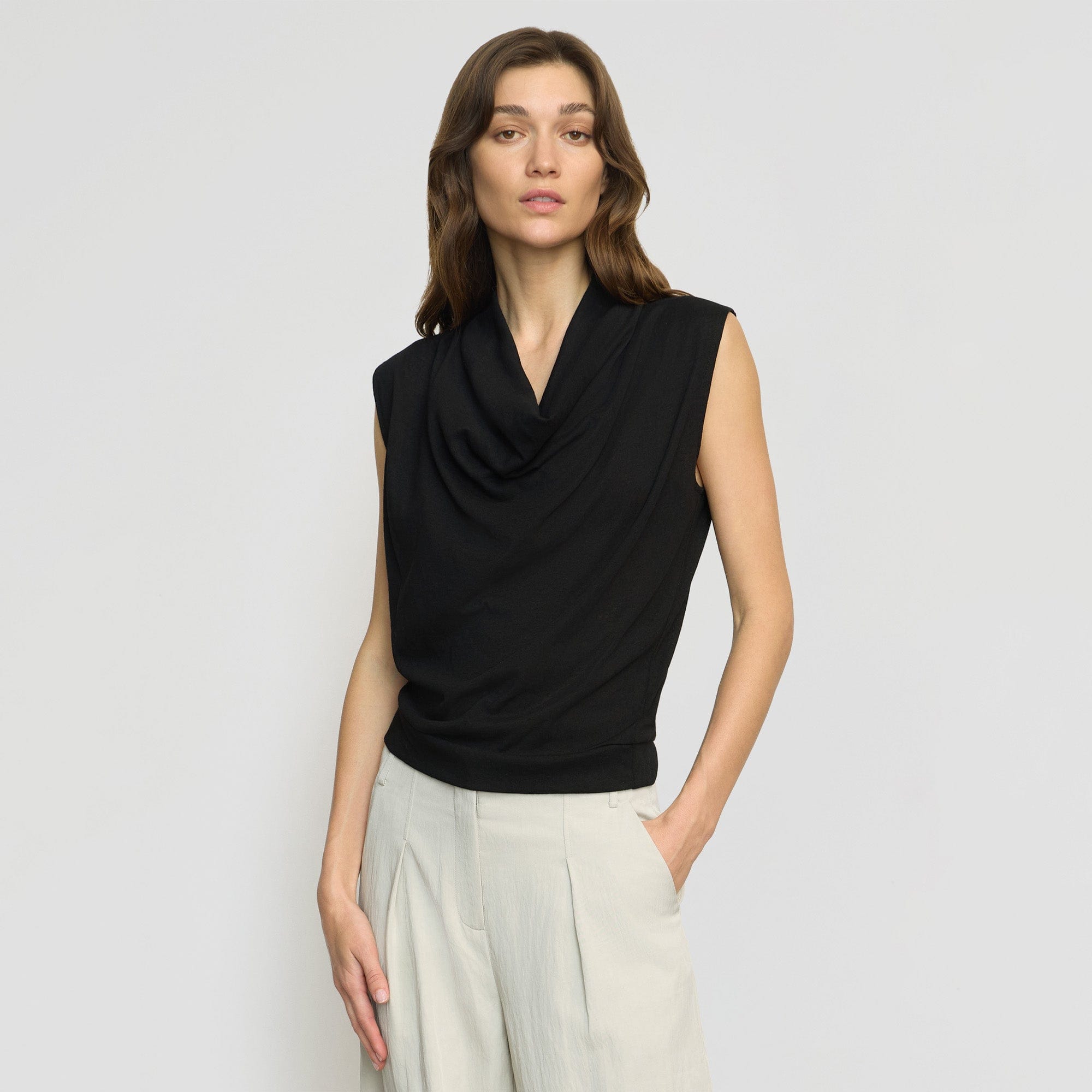 Ramona Cowl Neck Tee - Women's Soft Stretch Casual T-Shirt for Everyday Wear | Perfect for Work, Date Night & Weekend Outfits