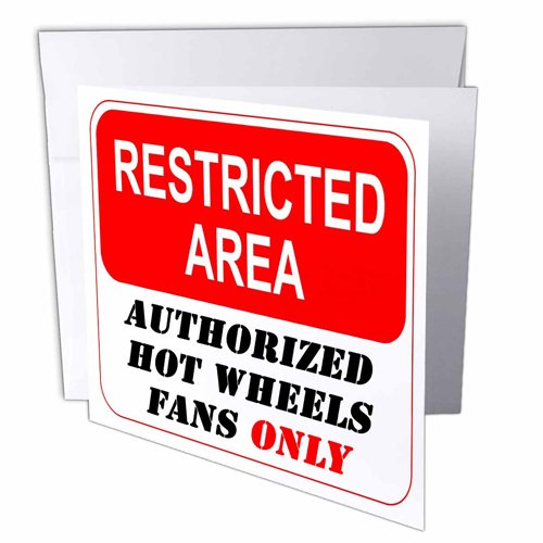 Hot Wheels Fans Only Sign - 6 Pack Greeting Cards - Restricted Area Authorized - Perfect for Car Enthusiast Rooms, Man Caves & Toy Collections