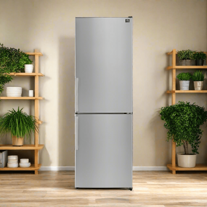 23.4 Inch 10.8 cu.ft Stainless Steel Bottom Freezer Refrigerator - Right Swing Door, Energy Efficient, FFFFD1778 24RS Model | Perfect for Small Kitchens, Apartments & Office Break Rooms