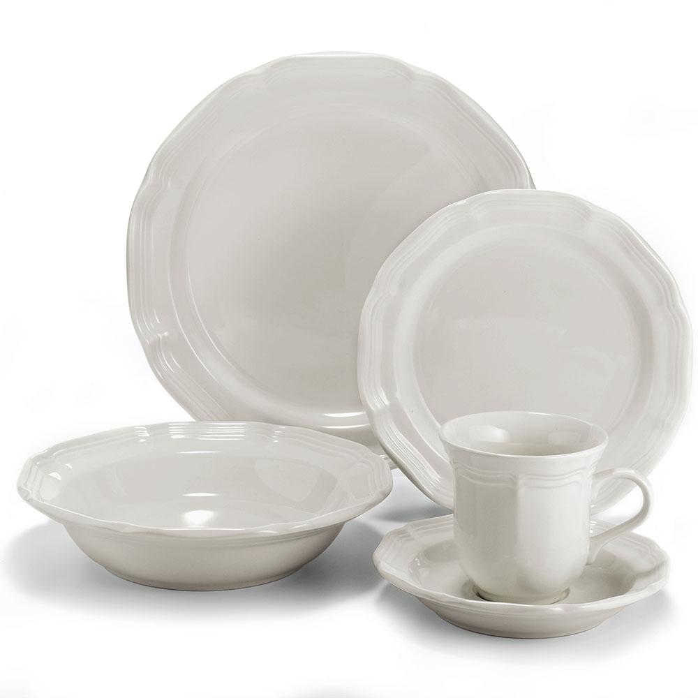 French Countryside® 5-Piece Dinnerware Set - Elegant Porcelain Plates, Bowls & Cups for Formal Dining, Casual Entertaining & Everyday Use