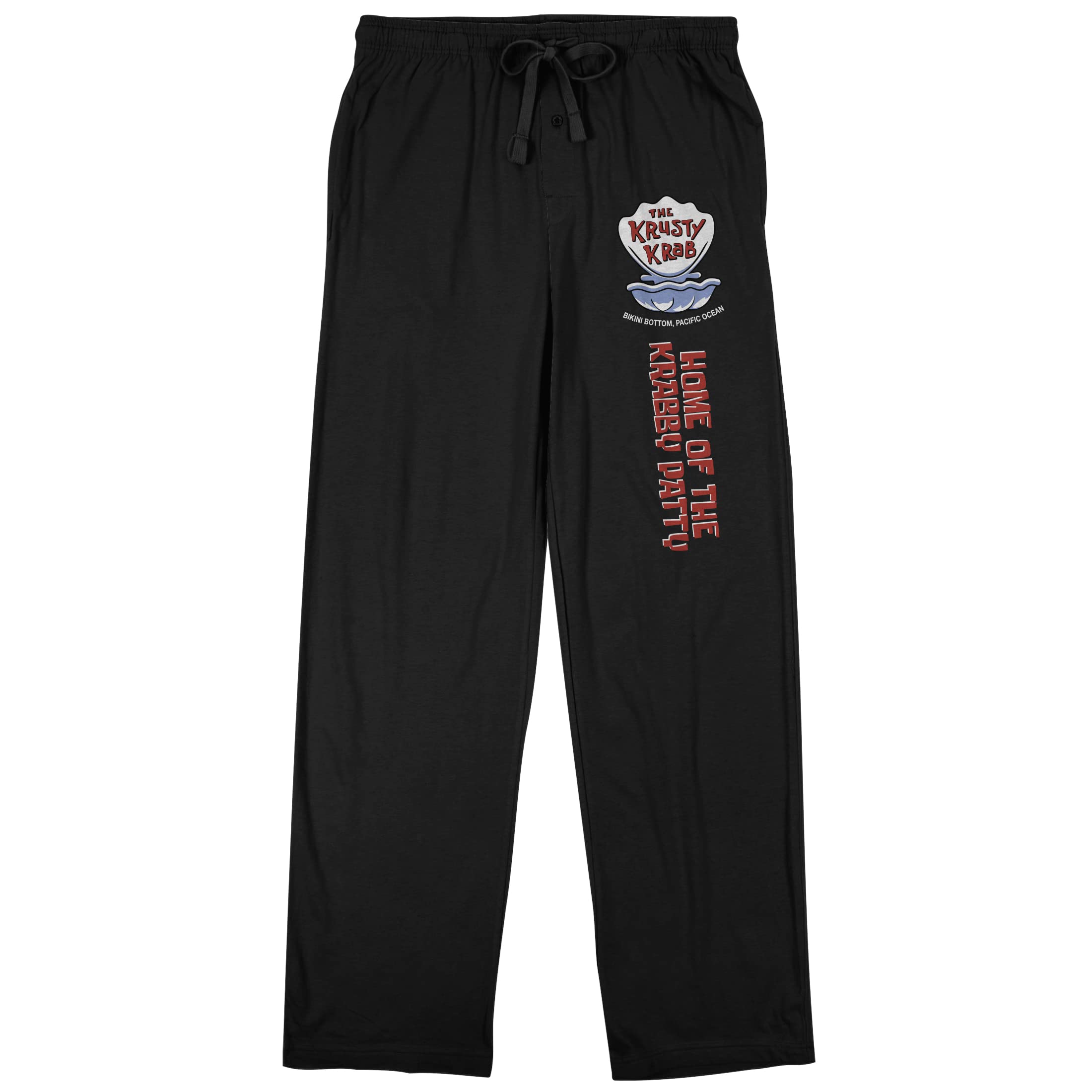 Spongebob Squarepants Krusty Krab Sign Men's Black Graphic Sleep Pajama Pants - Soft Lounge Pants for Cartoon Fans, Sleepwear & Home Relaxation