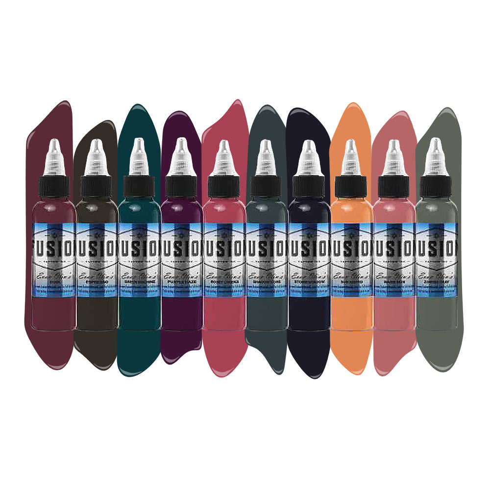 Evan Olin 10 Color Palette Signature Set – Professional Fusion Tattoo Ink – 1oz Bottles – Vibrant & Long-Lasting – Perfect for Tattoo Artists & Body Art Enthusiasts