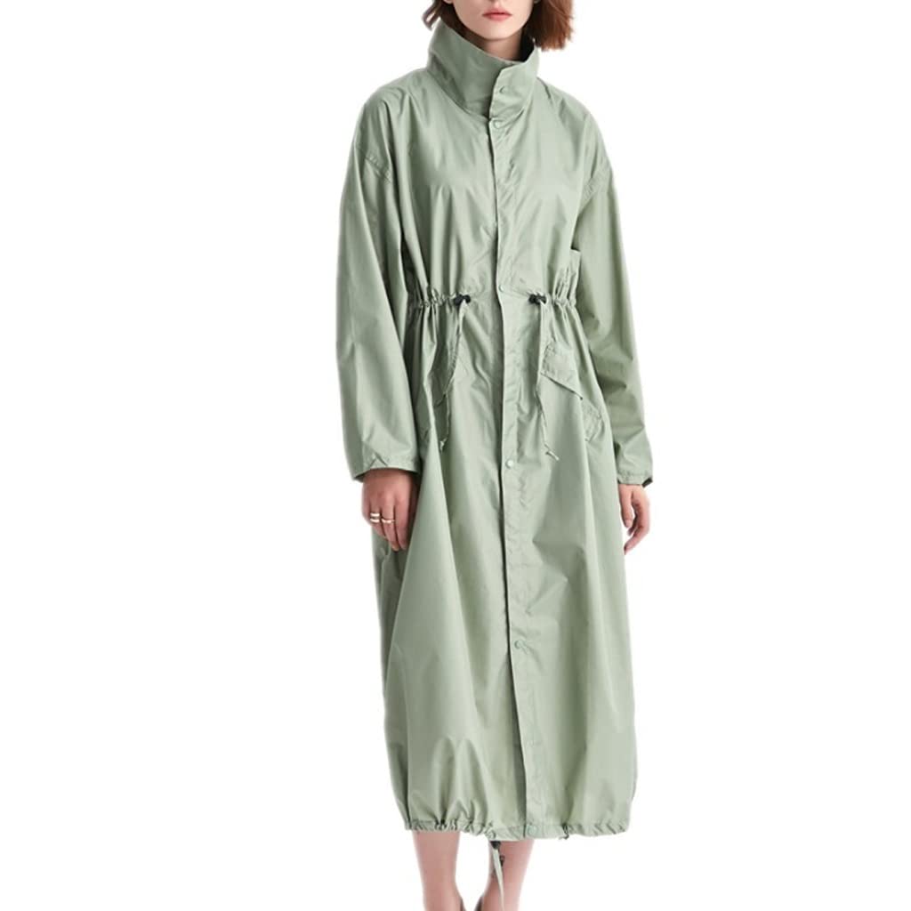 Waterproof Windproof Women's Raincoat Hooded Jacket - Lightweight Outdoor Rainwear for Camping, Hiking & Travel (Green, Size L) | Stay Dry in All Weather Conditions