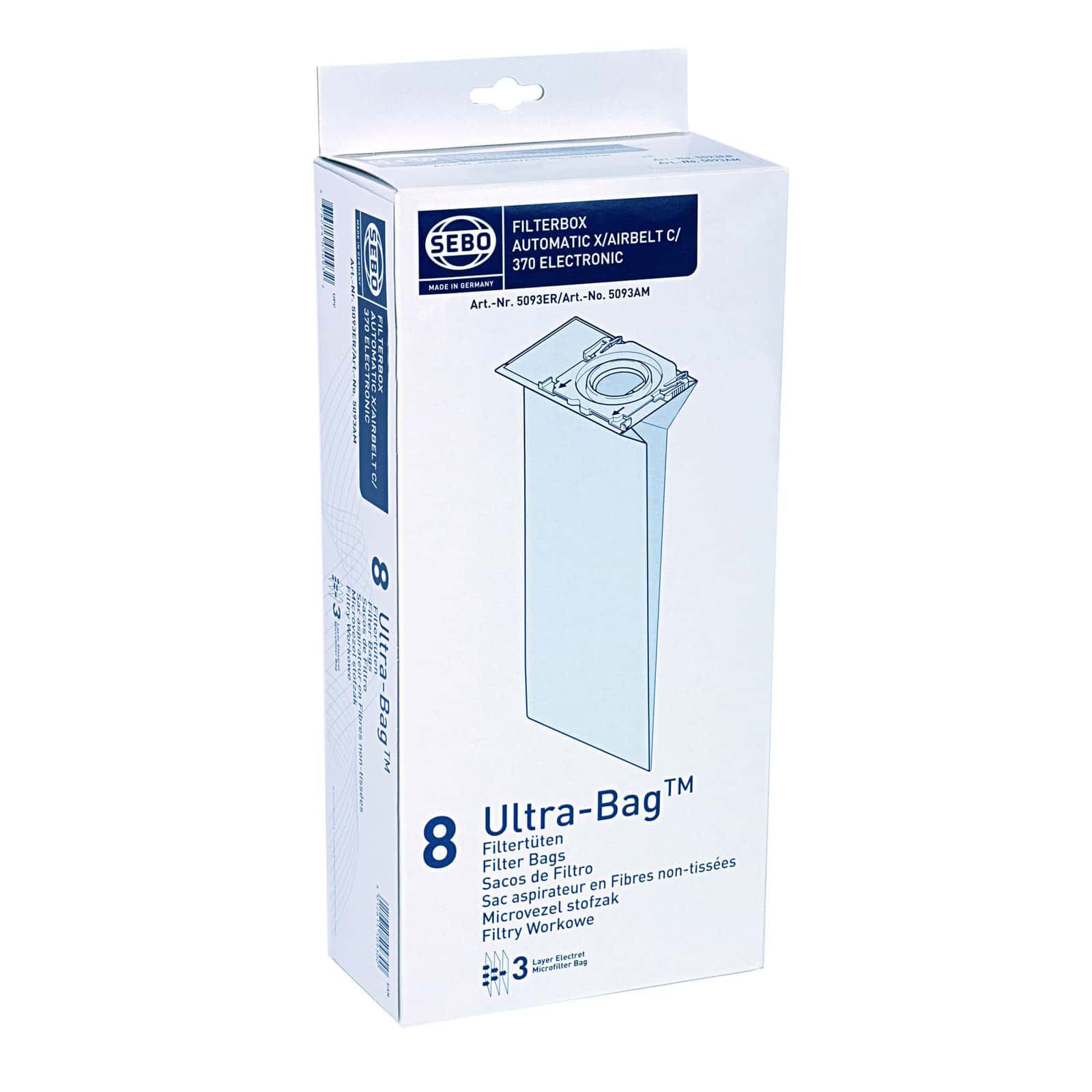 SEBO X, G, C, 370 Series Ultra Vacuum Bags #5093AM - Premium Replacement Bags for SEBO Vacuums - Perfect for Home Cleaning & Pet Hair Removal
