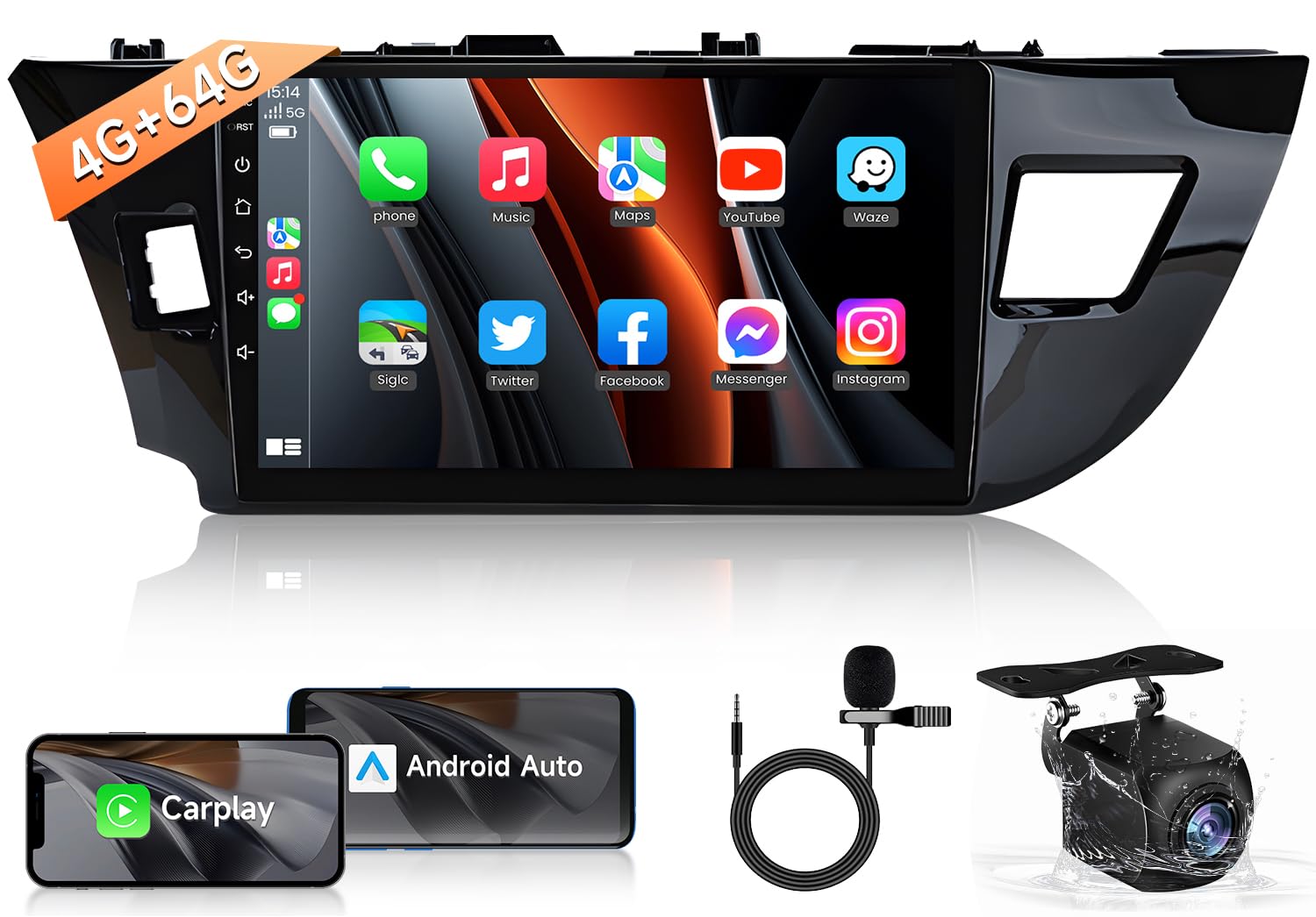 8-Core 4GB+64GB Android 13 Car Stereo for 2014-2016 Toyota Corolla - 10