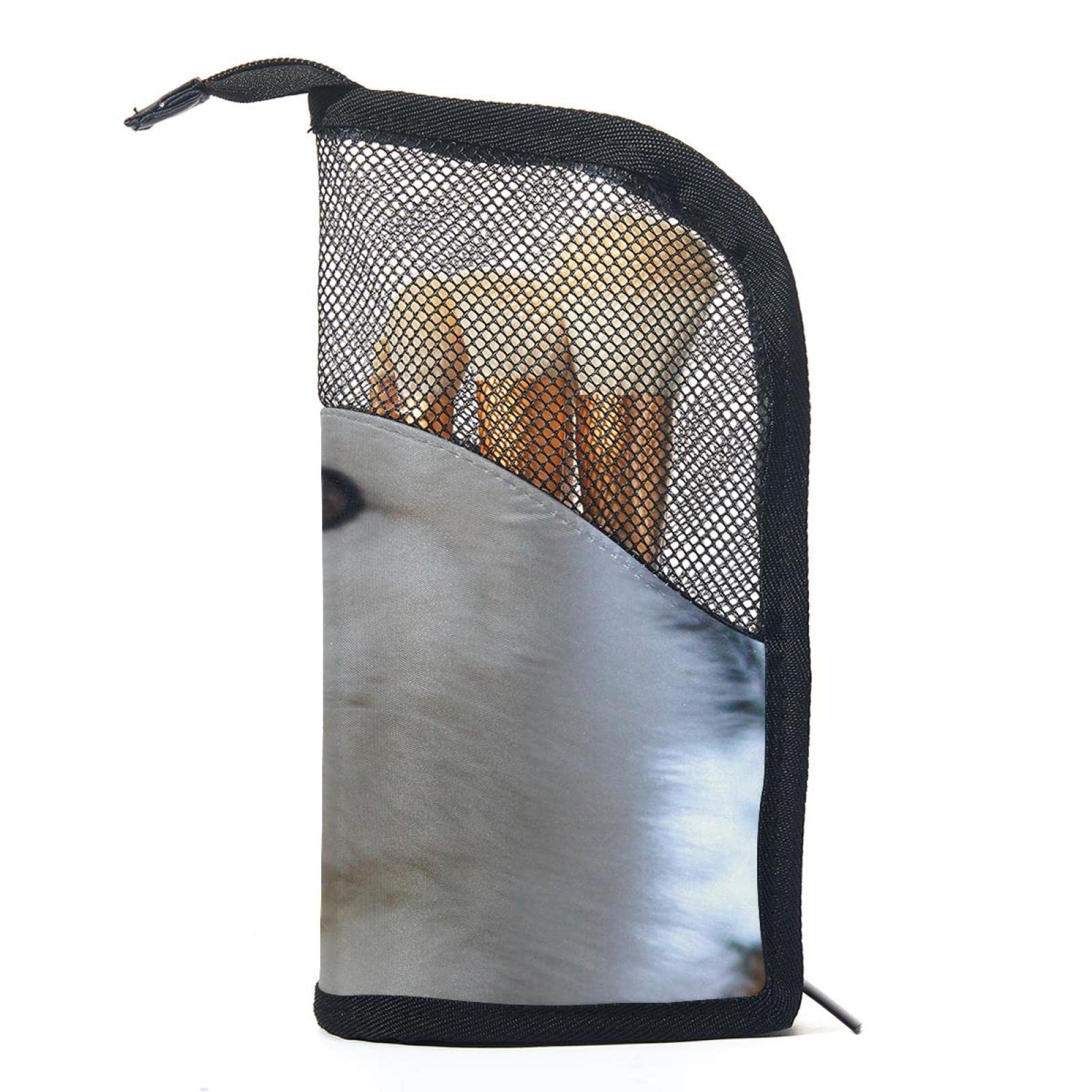 12-Piece Makeup Brush Organizer Bag with Cute White Fox Design - Portable Cosmetic Brush Holder Case for Travel, Home, and Professional Use