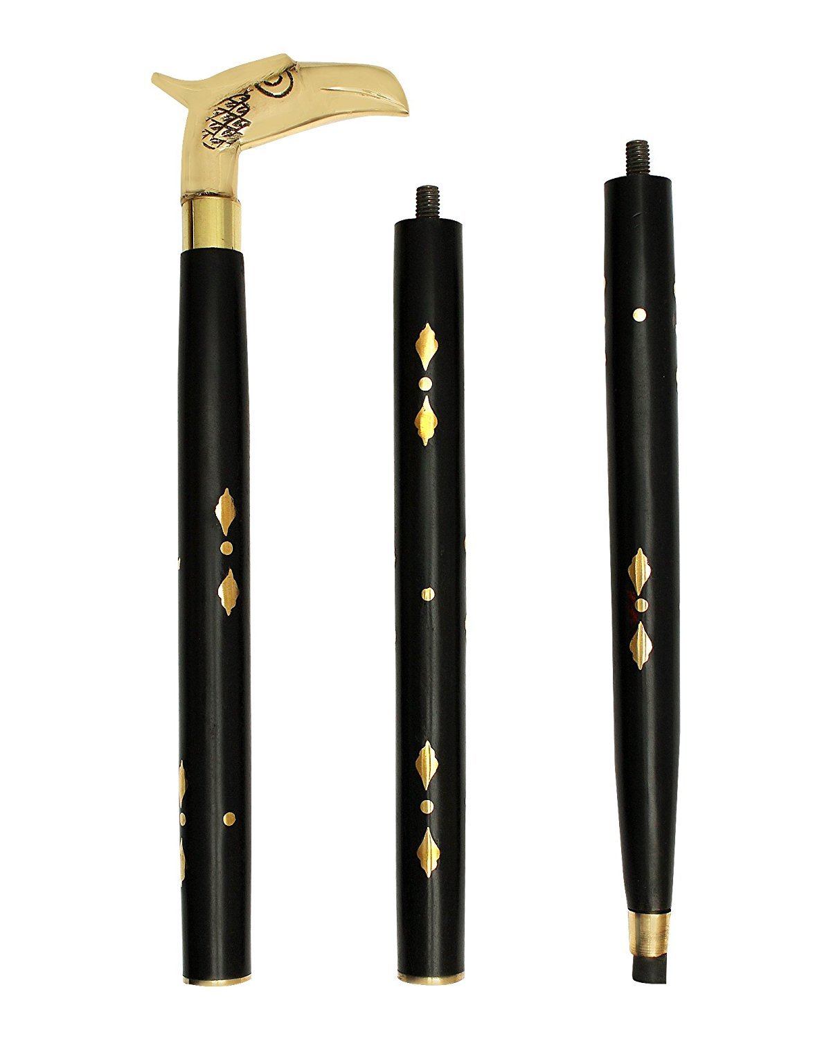 Handmade Wooden Folding Walking Stick 36 Inches - Premium Handcrafted Cane with Brass Handle - Adjustable Height for Seniors & Hikers - Perfect Gift for Father's Day & Outdoor Enthusiasts