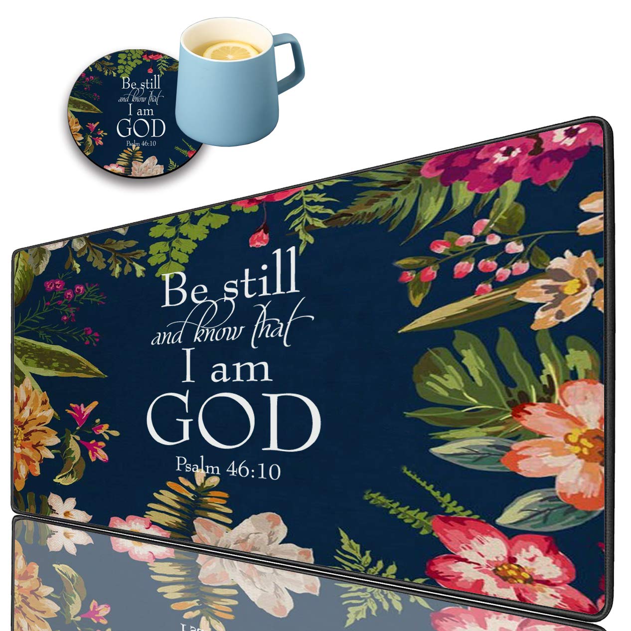 Waterproof Stitched Gaming Mouse Pad - Bible Verse Psalm 46:10 for Work & Gaming Desks