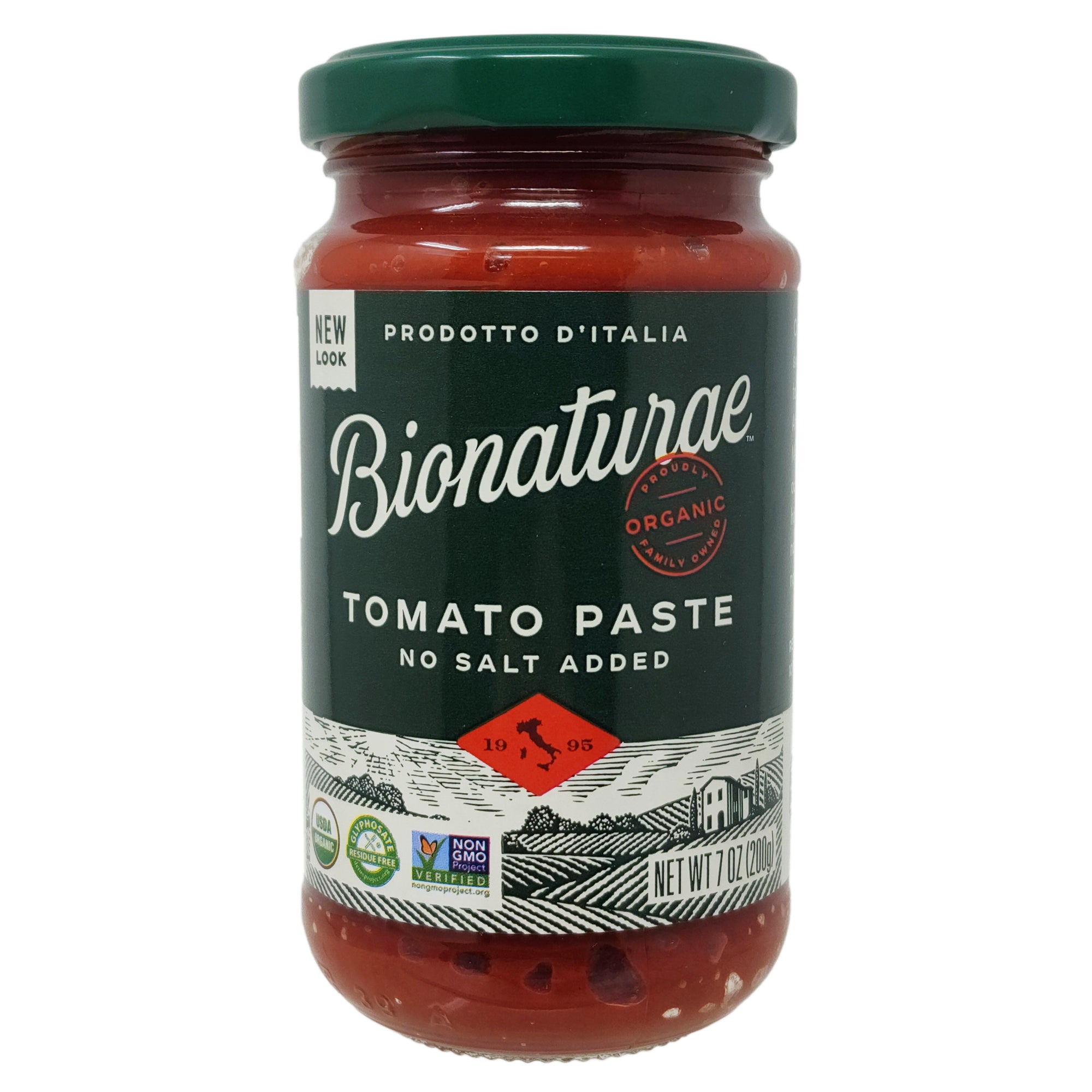 Bionaturae Organic Tomato Paste No Salt Added 7oz - Premium Italian Tomato Puree for Cooking, Sauces, Soups & Homemade Recipes
