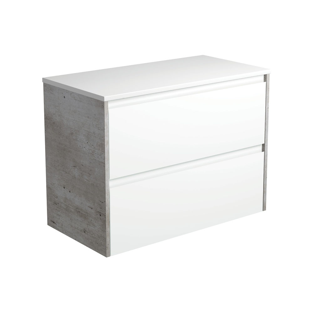 Fienza 90BWX Amato Satin White 900 Wall Hung Cabinet - Industrial Style Bathroom Vanity with Durable Panels (Cabinet Only) - Perfect for Modern Bathroom, Powder Room & Laundry Room Storage