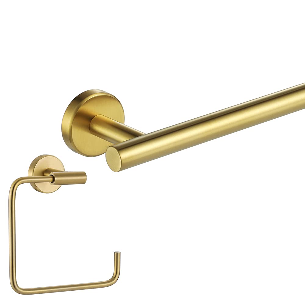 Brushed Gold Towel Ring - Stainless Steel Bathroom Holder for Showers