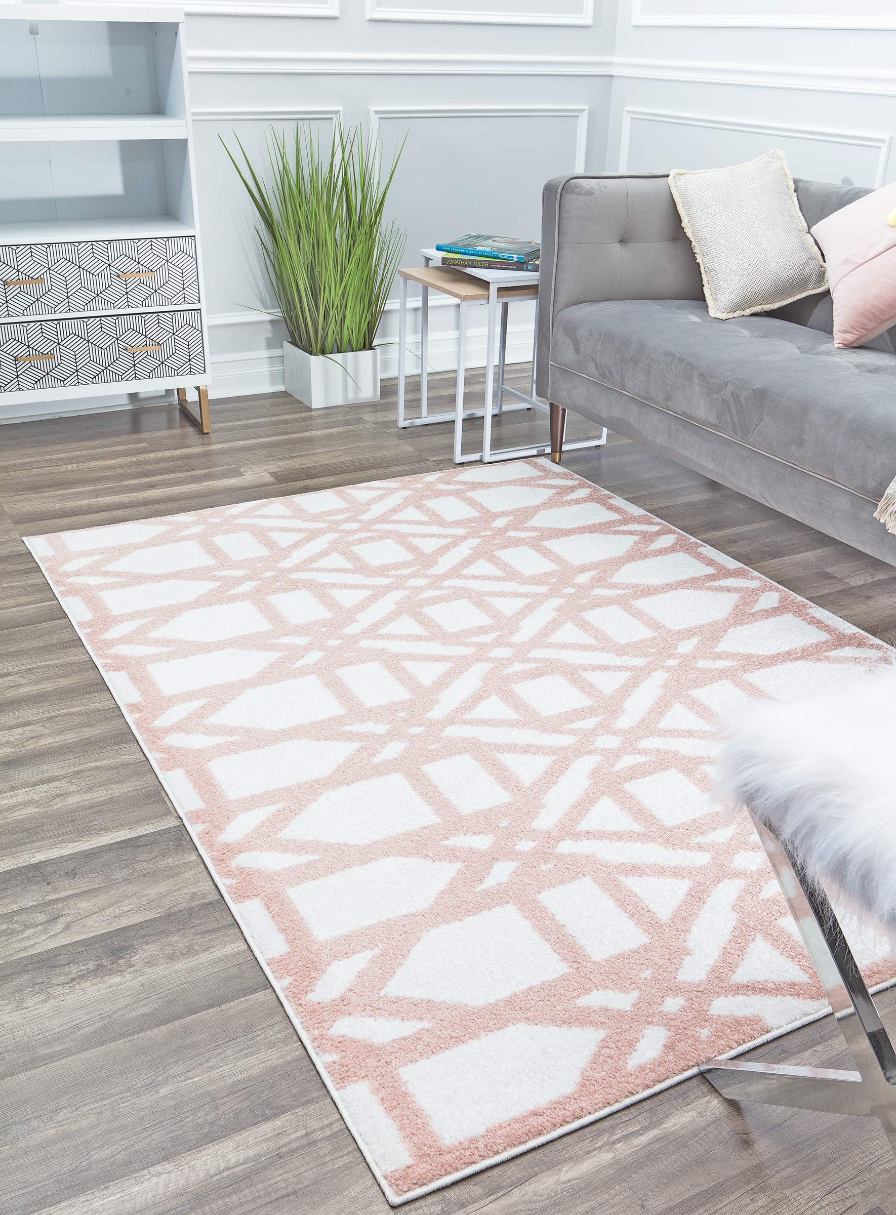 Rugs America Mika Collection MO30B Spiced Milk Contemporary Geometric Area Rug 8'x10' - Modern Home Decor for Living Room, Bedroom & Office