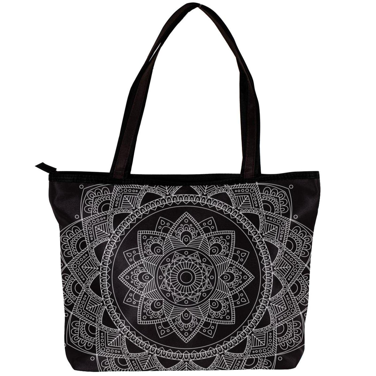 Stylish Indian Mandala Tote Bag for Women - Psychedelic Shoulder Handbag with Inner Pouch - Perfect for Yoga, Beach, Shopping & Daily Use