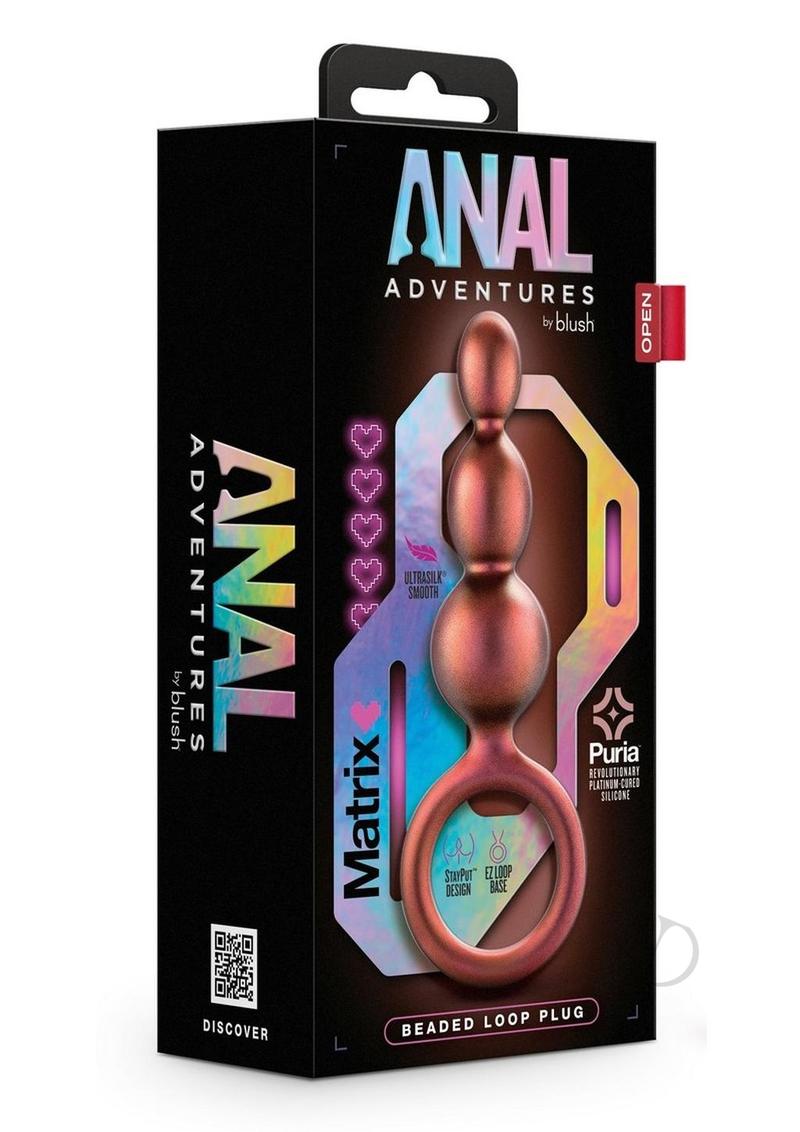 Anal Adventures Matrix Beaded Loop Silicone Plug - Copper Metal Base for Enhanced Sensation | Perfect for Couples Play, BDSM & Solo Exploration