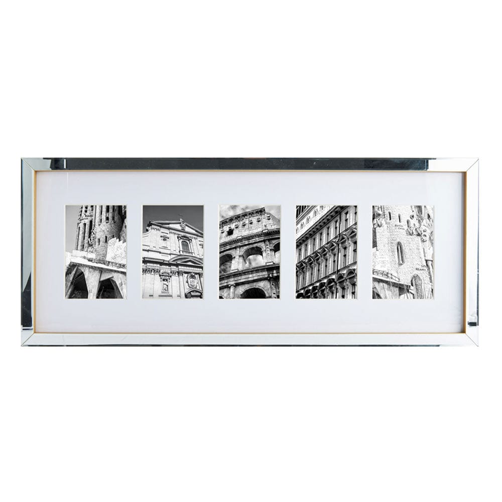 Gold Mirror 5 Opening Collage Picture Frame - Perfect for Wall Decor, Family Photos, and Living Room Display