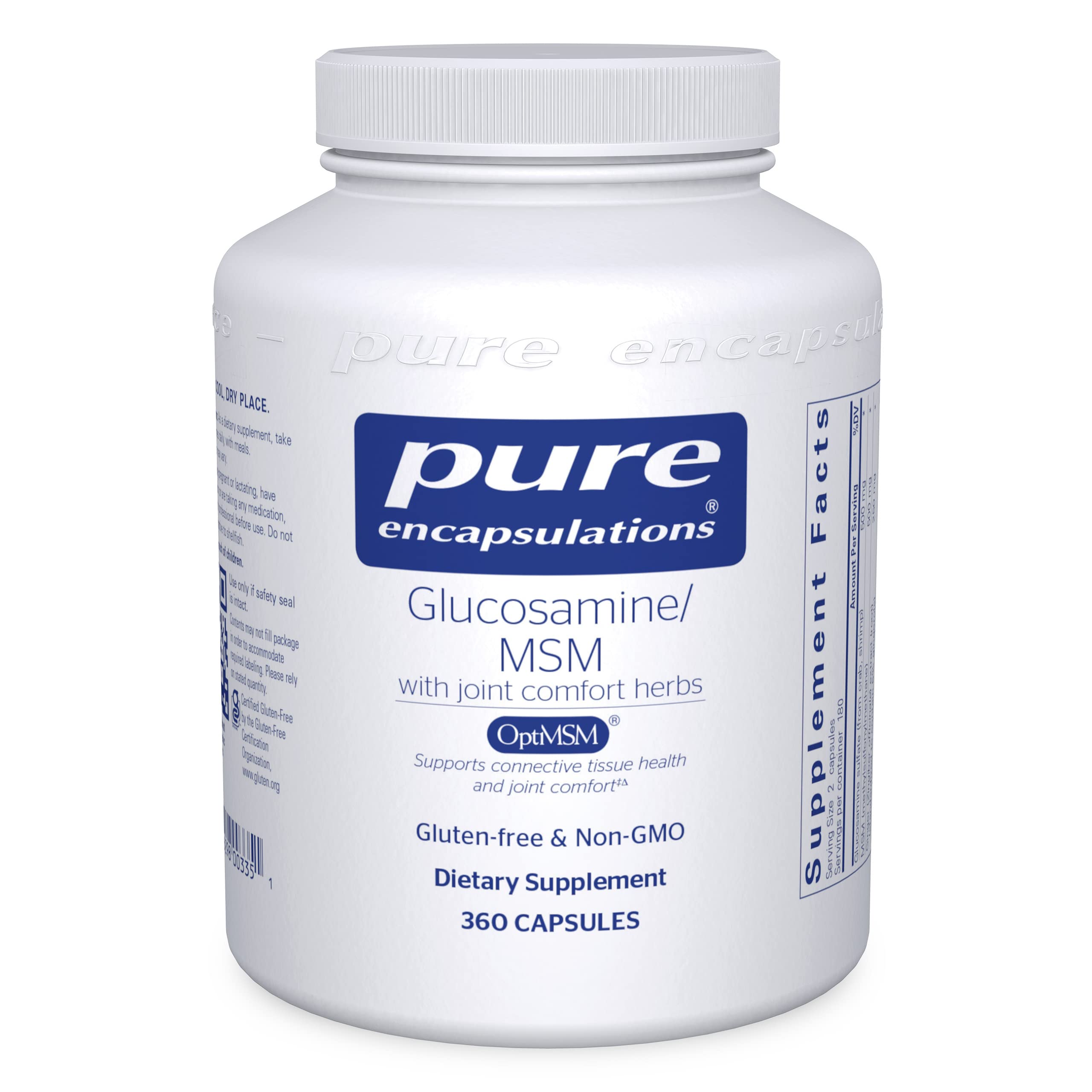 Pure Encapsulations Glucosamine MSM Supplement - 360 Capsules for Joint Support, Mobility & Cartilage Health | Supports Connective Tissue & Joint Comfort | Ideal for Active Lifestyles, Athletes & Seniors
