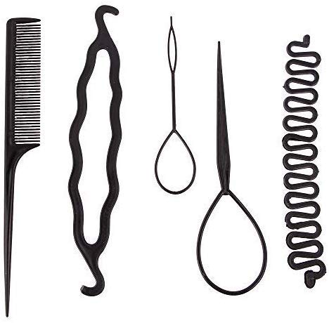 KashQueen Chronex® Juda Bun Maker Hair Styling Accessories for Women - 5 Piece Set (Black) | Perfect for Updos, Ponytails & Everyday Hairstyles