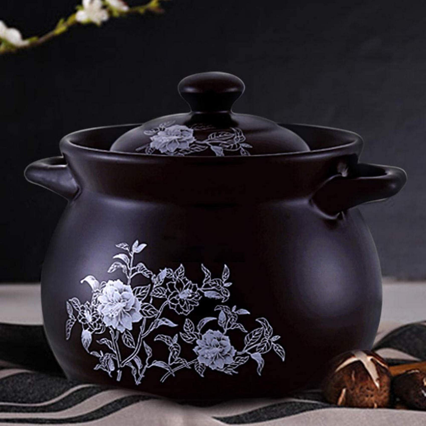 UWY 5.5L Terracotta Casserole Dish with Lid - Heat Resistant & Anti-Scald Cooking Pot for Oven, Stovetop & Serving - Perfect for Stews, Soups & Baking