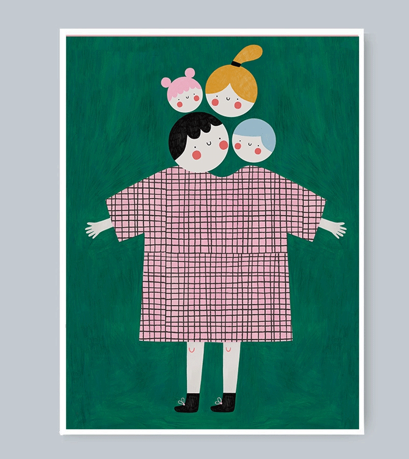 A4 Family Print Wall Art - Beautiful Illustration by Daria Solak - Perfect for Living Room, Nursery & Home Decor