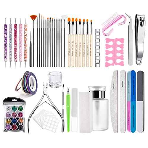 86 PCS Professional Nail Art Kit with Dotting Tools, Brushes & UV Pen - Complete Manicure Set for Beginners - Perfect for Home Salon, DIY Nail Designs & Gel Polish Application