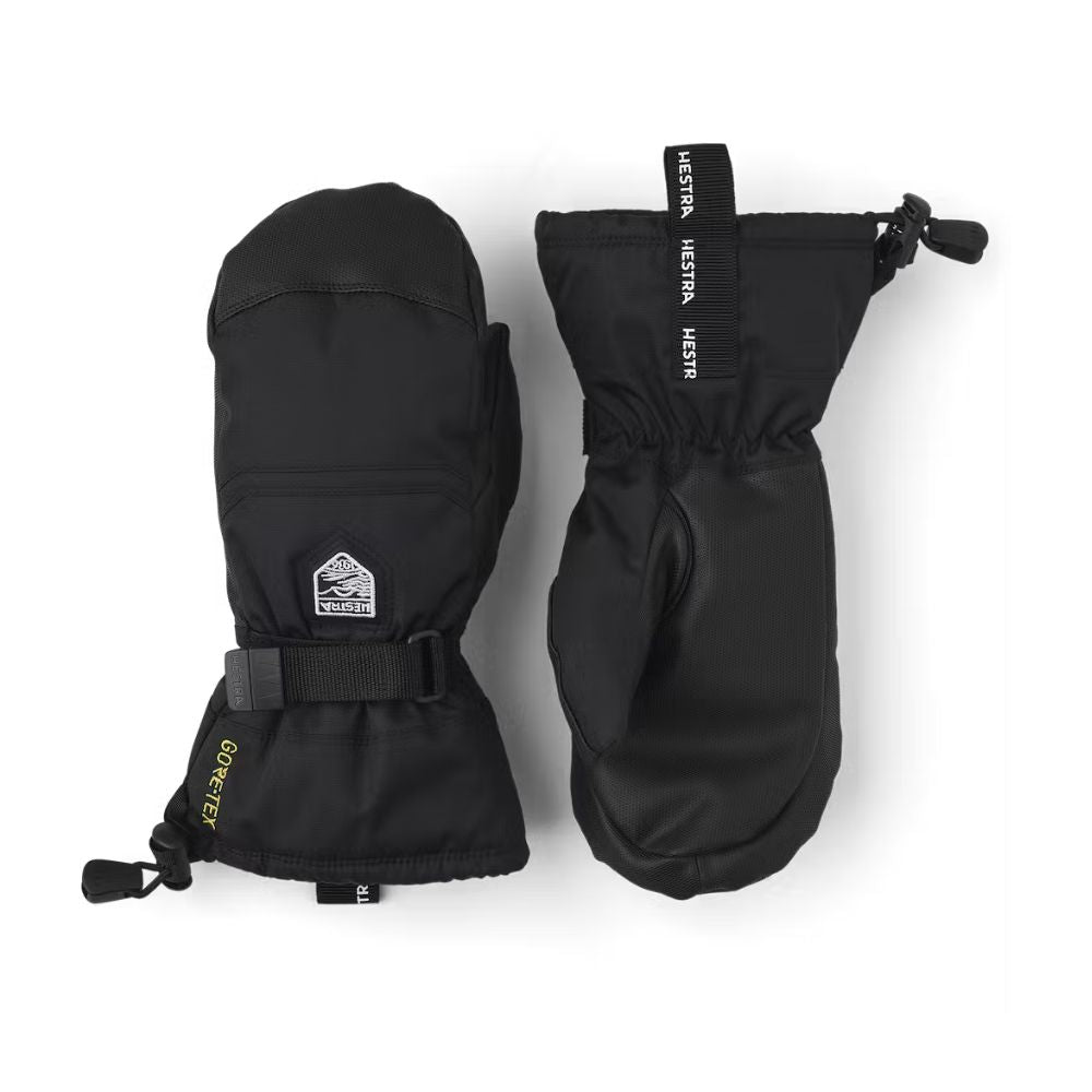 Hestra Kids Ski Mittens - Waterproof Gore-Tex Gauntlet Gloves for Cold Weather, Black - Perfect for Snowboarding, Winter Sports & Outdoor Activities