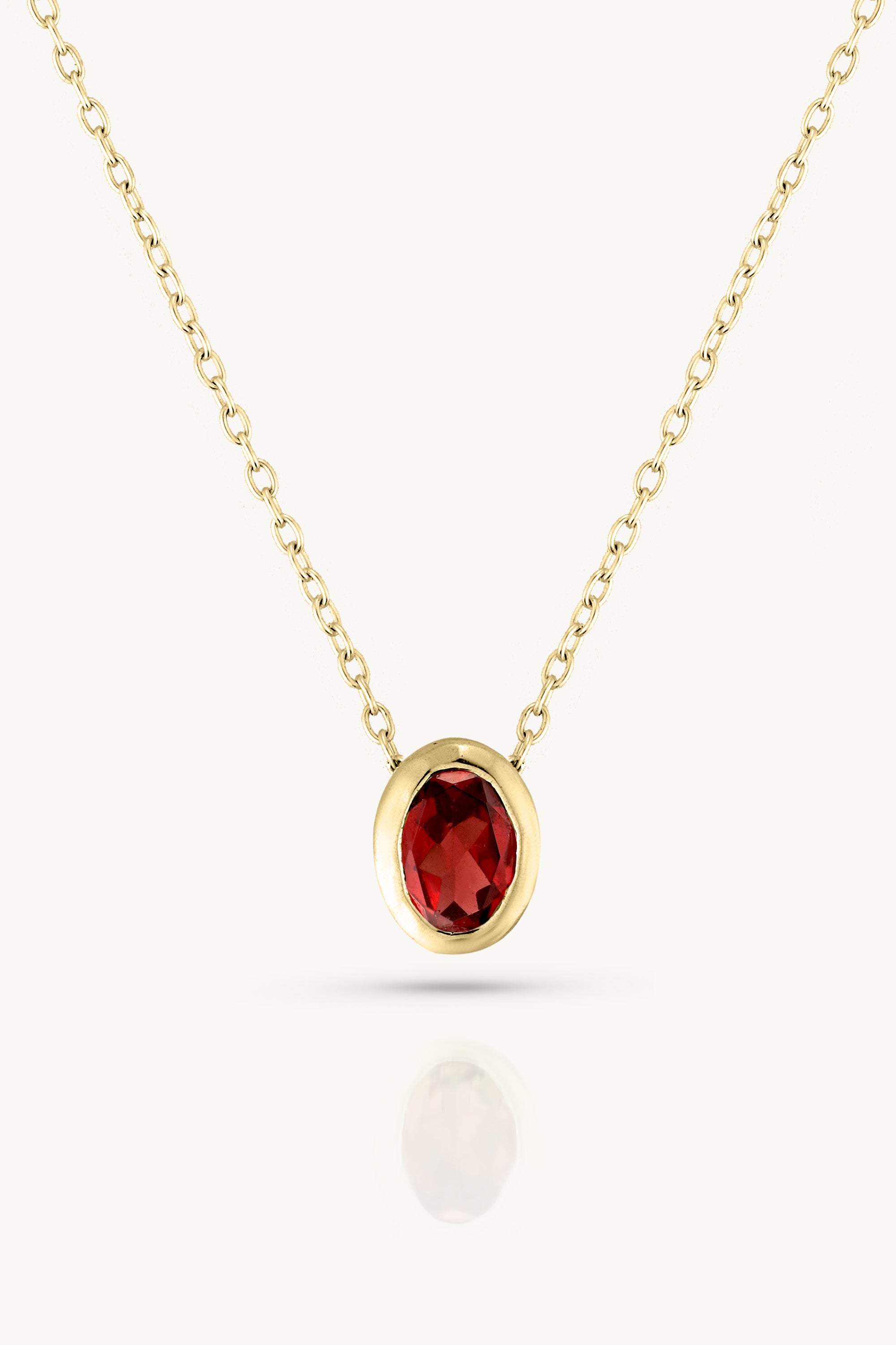 January Garnet Gold Oval Birthstone Necklace – Elegant Jewelry Gift for Women, Perfect for Birthdays, Anniversaries & Special Occasions