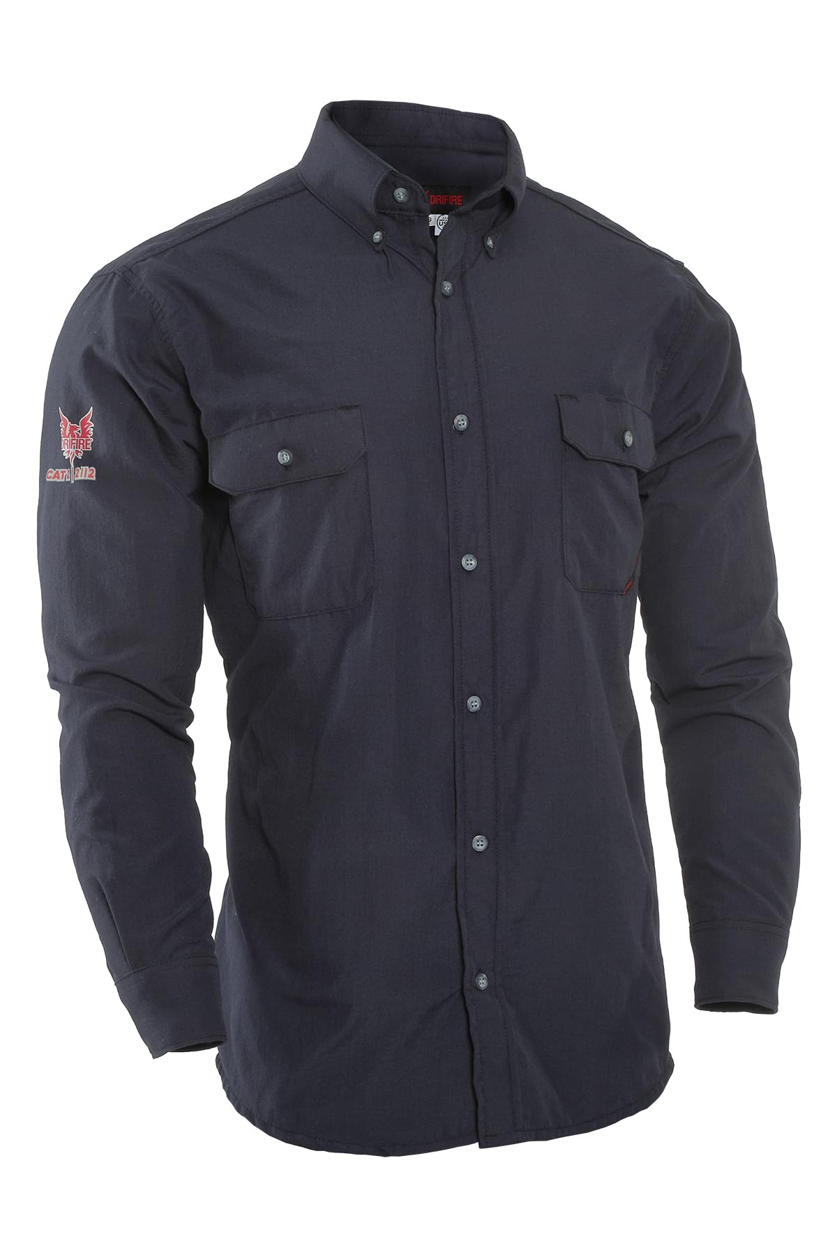 DRIFIRE High Performance CAT2 Flame Resistant Industrial Work Shirt - 4.4 oz. Ultra-Lightweight FR Shirt for Men, Navy Blue | Ideal for Oil & Gas, Electrical, and Industrial Safety Work