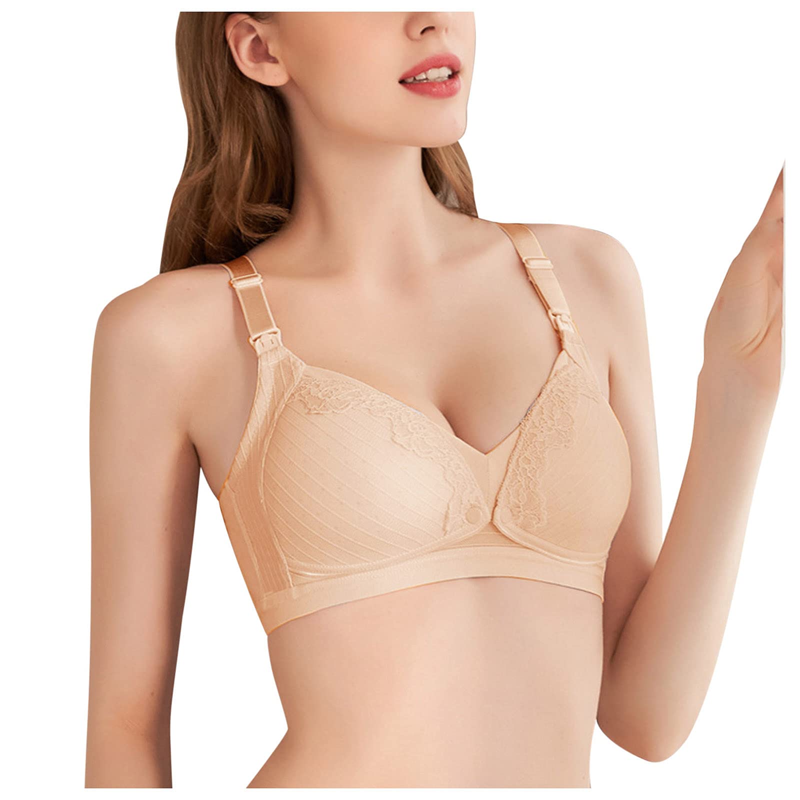 Front Buckle Nursing Bra for Women - Plus Size Maternity Underwear with Adjustable Straps & Easy Feeding Access - Comfortable Breastfeeding Lingerie for Daily Wear & Night Nursing