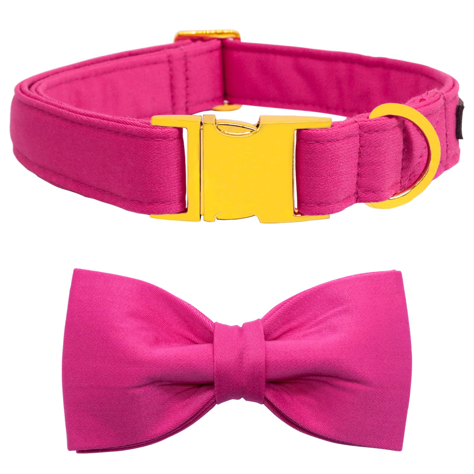 Premium Maca Bates Dog Collar with Rose Red Bow Tie | Adjustable Breakaway Collar for Small Medium Large XL Dogs | Birthday Gift for Puppies & Pets | Perfect for Special Occasions, Photo Shoots & Daily Walks