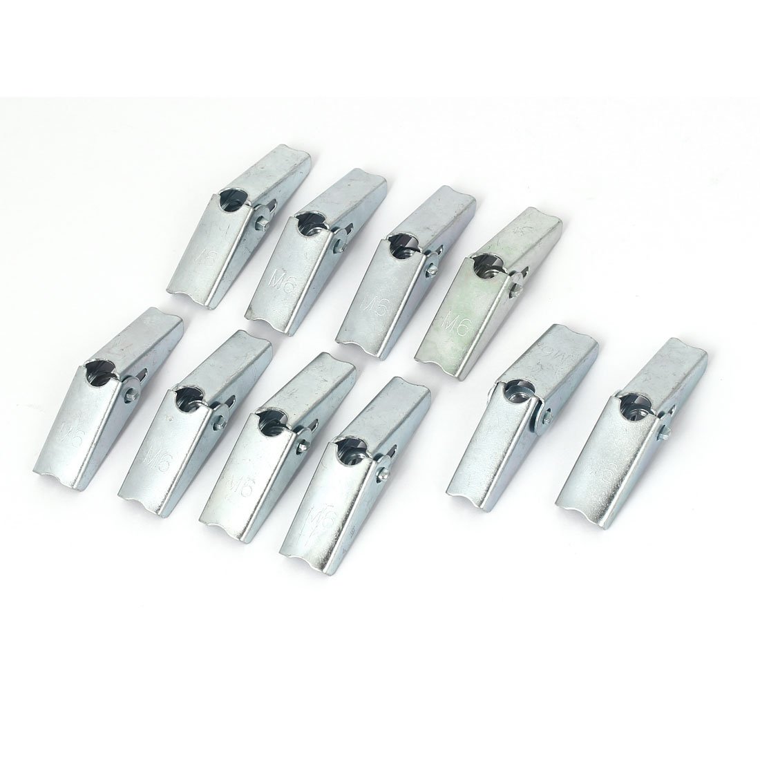 M6 Thread Anchors - 10 Pack Spring Loaded Hollow Wall Anchors with Wing Nuts - Silver Tone Expansion Fasteners for Drywall, Concrete & Masonry - Perfect for Shelves, Mirrors & Heavy Duty Hanging