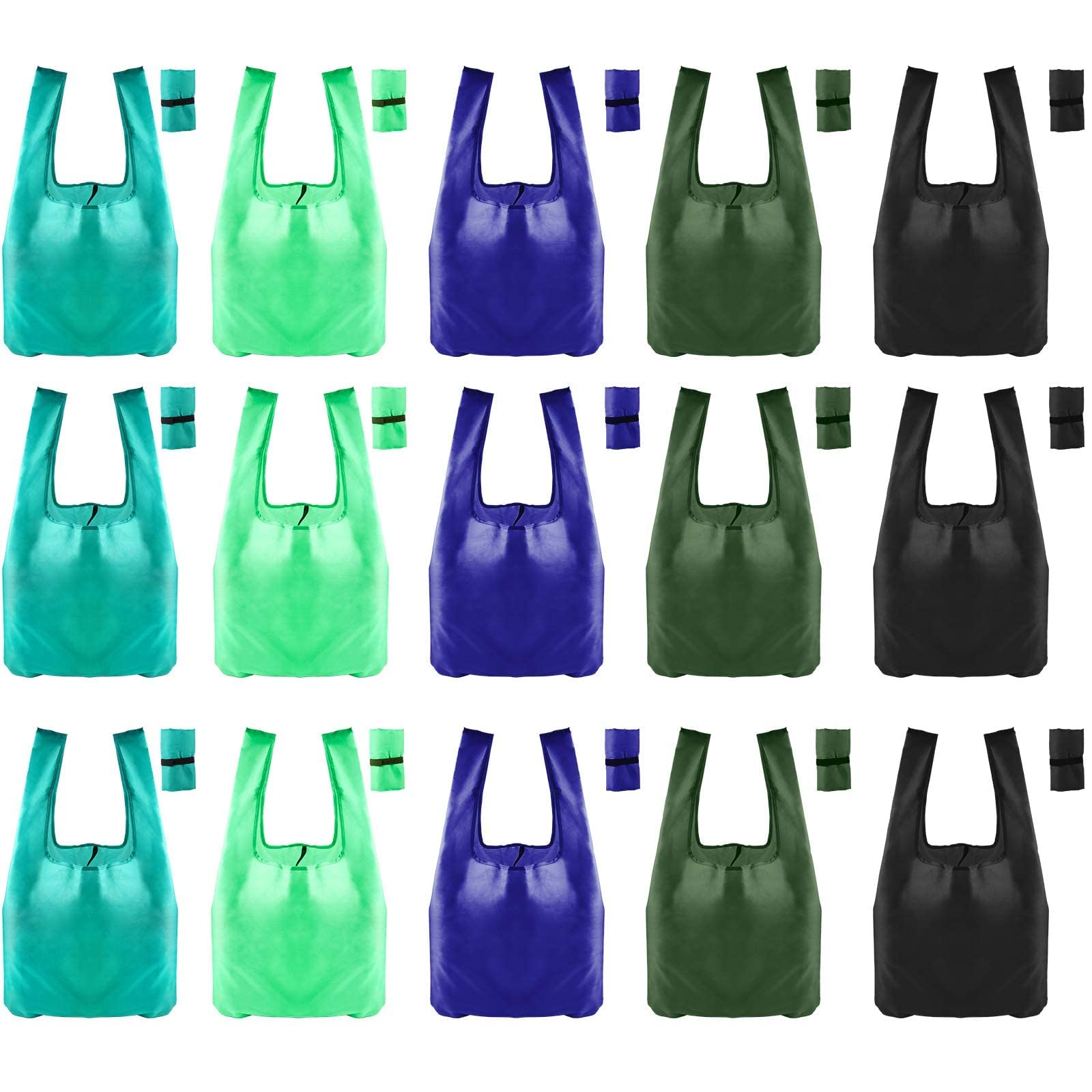 BURVAGY 15 Pack Reusable Grocery Tote Bags - Foldable Shopping Bags with Storage Pouch for Groceries, Travel & Gifts | Eco-Friendly & Durable