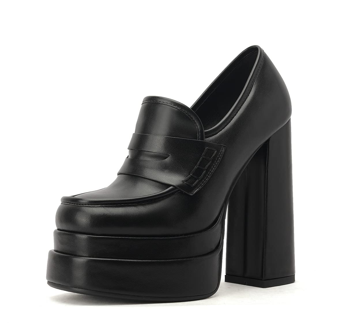 Goolita Women's Platform Pumps - Square Toe Mary Jane Slip On High Heels for Work, Party & Formal Occasions | Comfortable Dress Shoes for Office, Wedding & Uniform Outfits