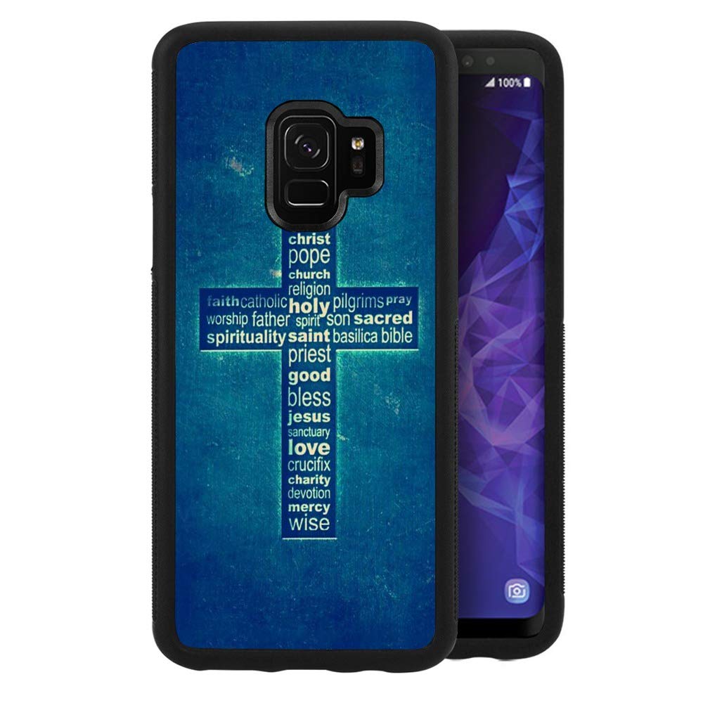 **DragonCat Christian Cross Samsung Galaxy S9 Case - Hard Shell Back Cover with Tire Pattern & Soft Edge, TPU + PC Material, Black Phone Case for Samsung Galaxy S9 - Perfect for Daily Use, Church, and Travel**