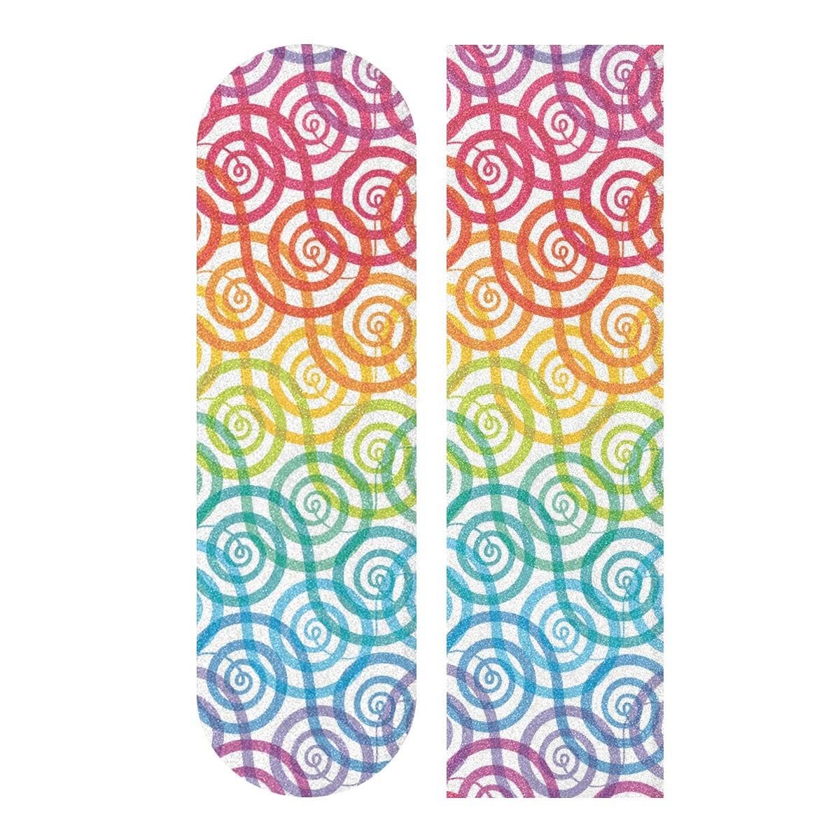 BECCI Rainbow Spirals Non-Slip Skateboard Grip Tape - 9.1” x 33.1” Bubble Free, Easy Adhere, Tear Proof Longboard Grip Sandpaper for Enhanced Performance and Safety on Skateboards and Longboards