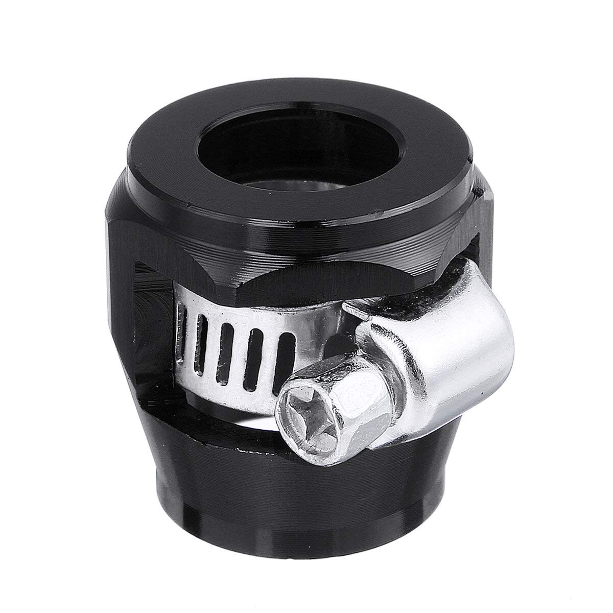 Hex Hose Finisher Clamp with Screw Band - AN8 Black Hose End Cover Fitting Adapter Connector for Automotive, Plumbing & Industrial Applications