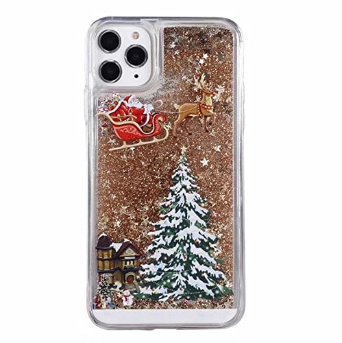 HONHAN Christmas 3D Liquid Phone Case with Flowing Quicksand & Moving Stars - Bling Glitter Snowflake Design for iPhone 13/12/11/X/7/8 Series | Perfect Holiday Gift & Winter Fashion Accessory