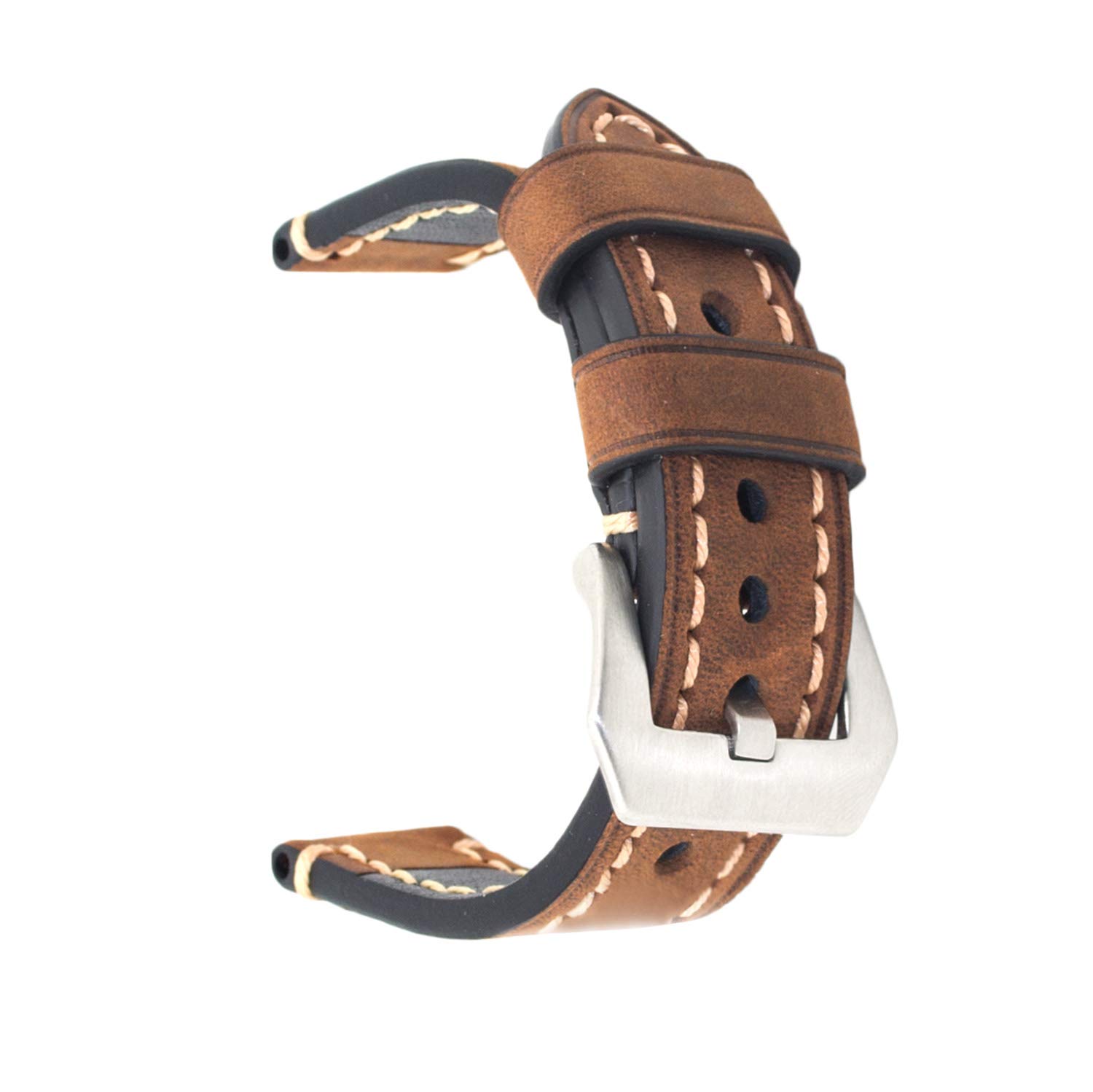 Berfine Genuine Leather Watch Band Replacement - Vintage Watch Strap for Men & Women with Stainless Steel Buckle - 20mm 22mm 24mm - Perfect for Dress Watches & Casual Wear