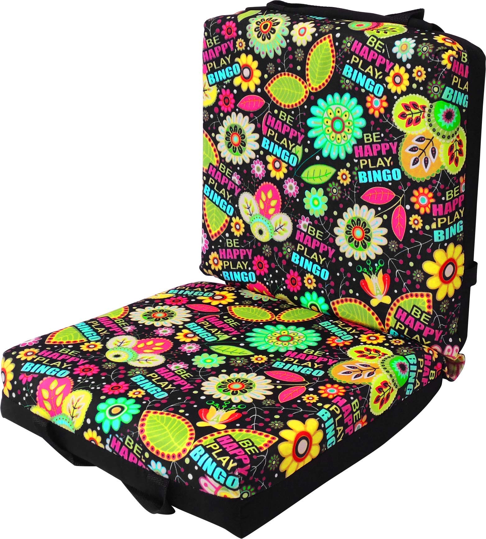 Happy Play Bingo Designer Double Seat Cushion by Nannicola - Comfortable Sofa & Chair Cushions for Living Room, Office, and Outdoor Use