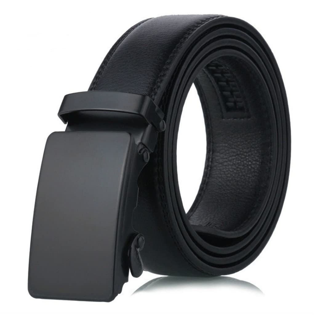 Premium Genuine Leather Belt for Men - Automatic Buckle Waist Strap - Adjustable 110cm (Black) - Perfect for Jeans, Pants & Business Attire - Durable Fashion Accessory for Everyday Wear & Formal Occasions