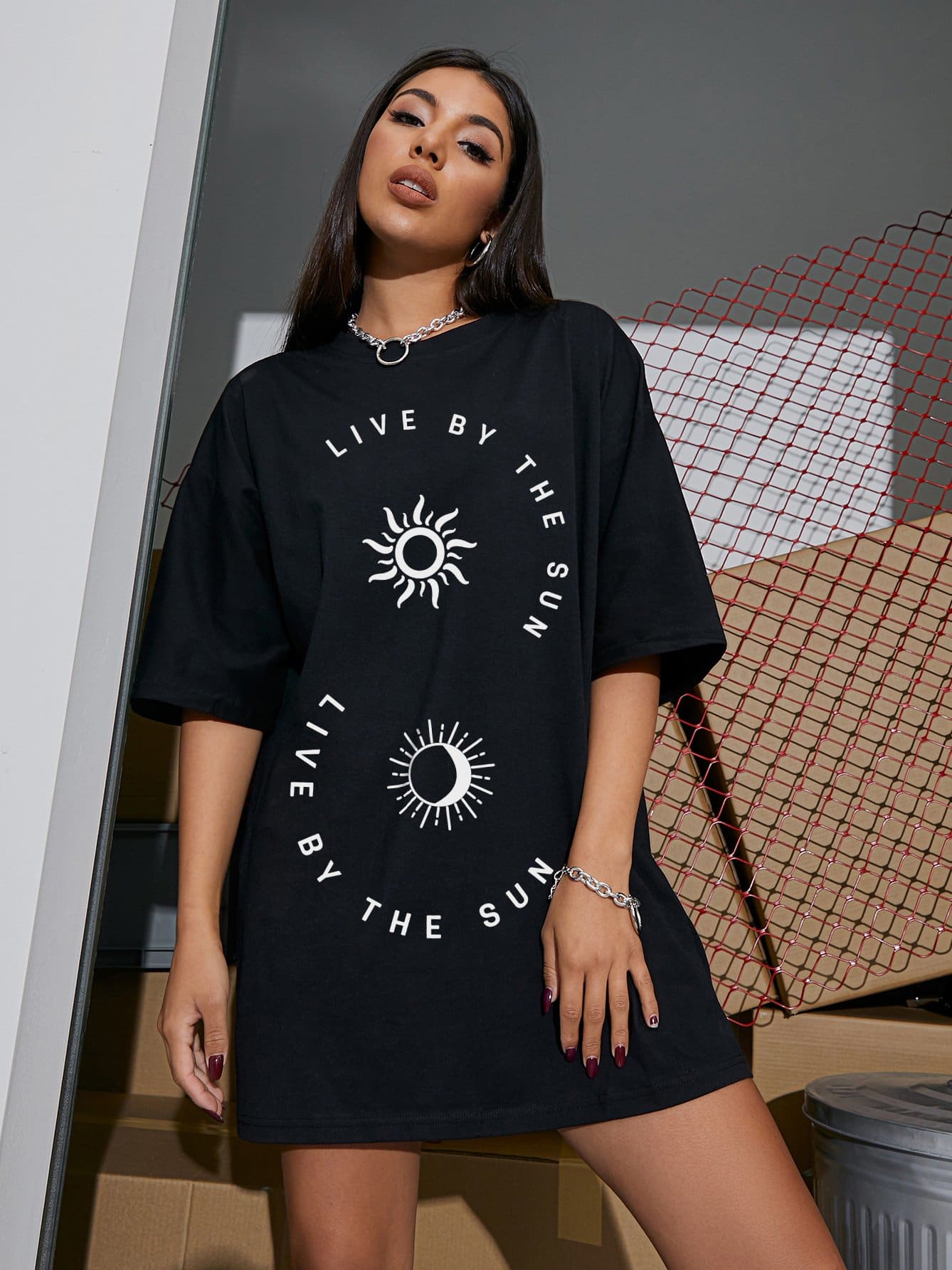 Lovevop Women's Casual Black Short Sleeve Loose Fit Printed T-Shirt - Comfortable Summer Top for Everyday Wear, Outings & Street Style Fashion