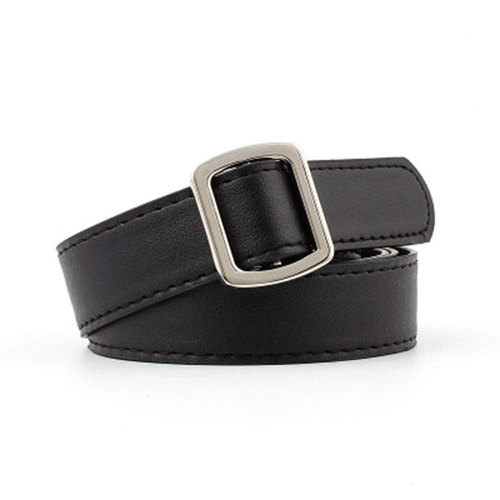 Vintage Canvas Belt with Square Buckle - Soft Silver Thin Waist Belt for Women (Black) - Perfect for Jeans, Pants & Casual Outfits