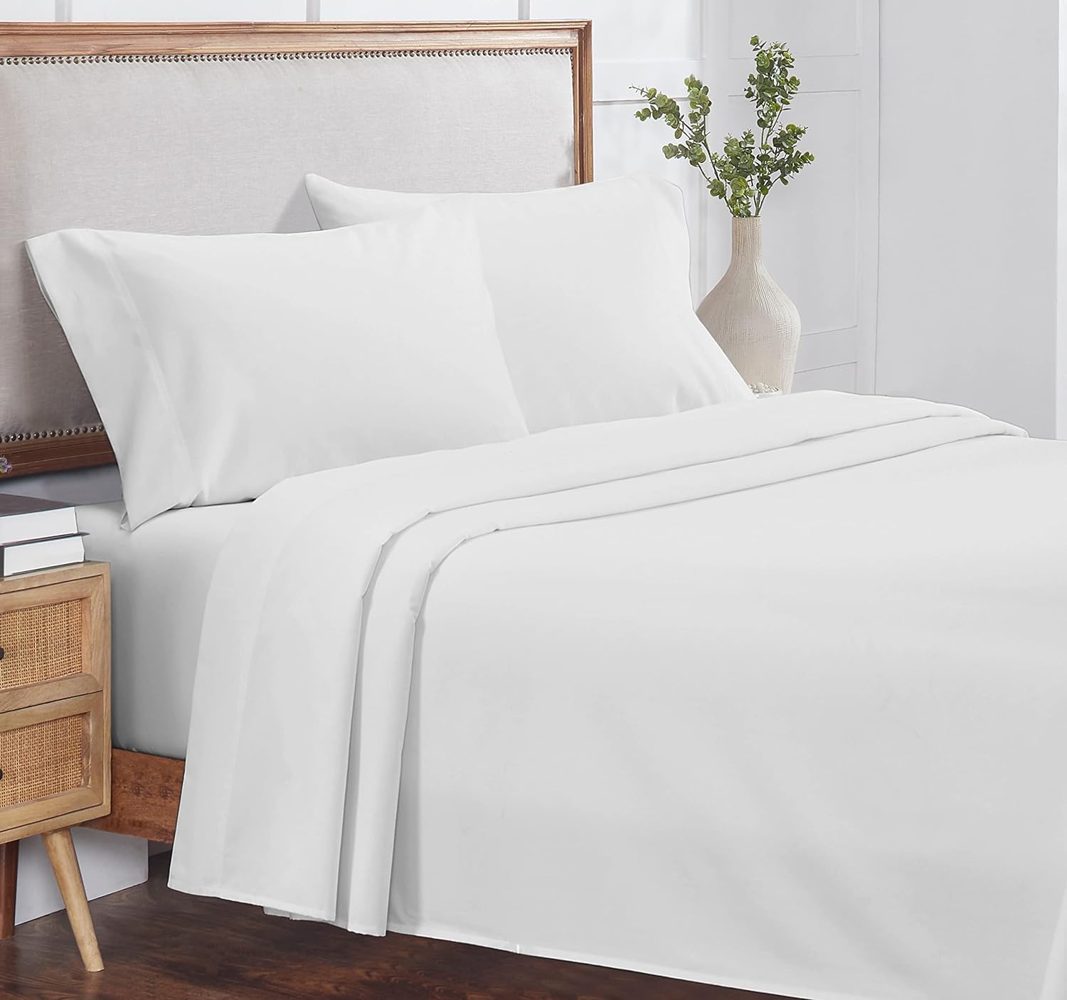 4Pc Queen Size Sheet Set - 100% Organic Cotton, 800 Thread Count, Soft & Breathable Luxury Bed Sheets with 8-12