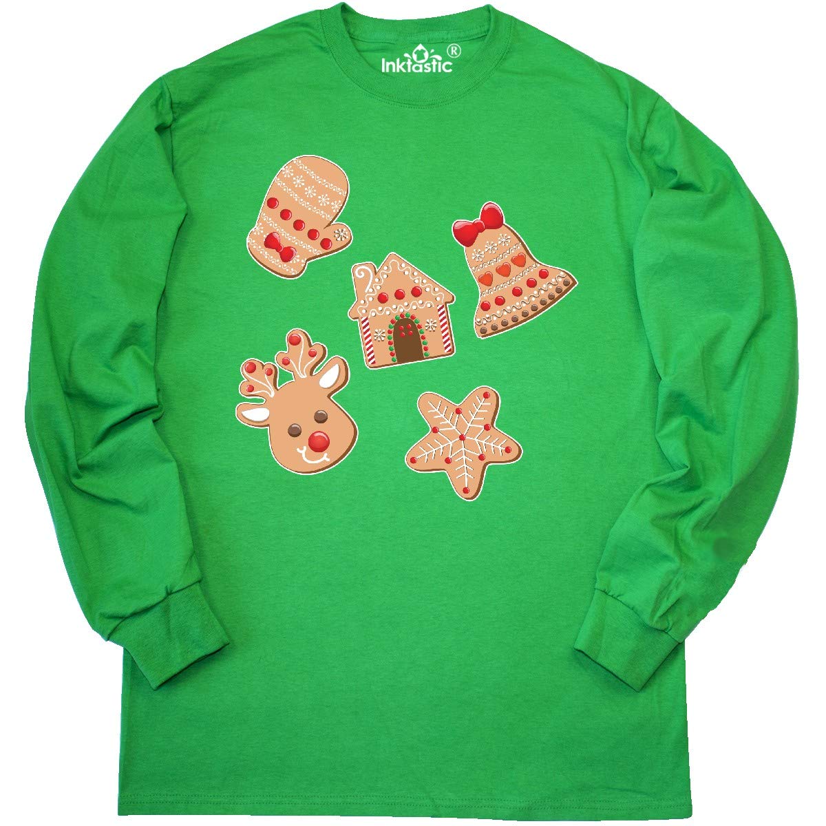 Festive Inktastic Christmas Gingerbread Cookies Long Sleeve T-Shirt | Holiday Family Matching Outfit | Cozy Winter Apparel for Christmas Parties & Family Photos