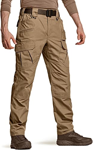 CQR Men's Tactical Pants - Water Resistant Ripstop Cargo Pants for Hiking, Work & Outdoor Activities | Lightweight Durable EDC Pants for Camping, Hunting & Tactical Use