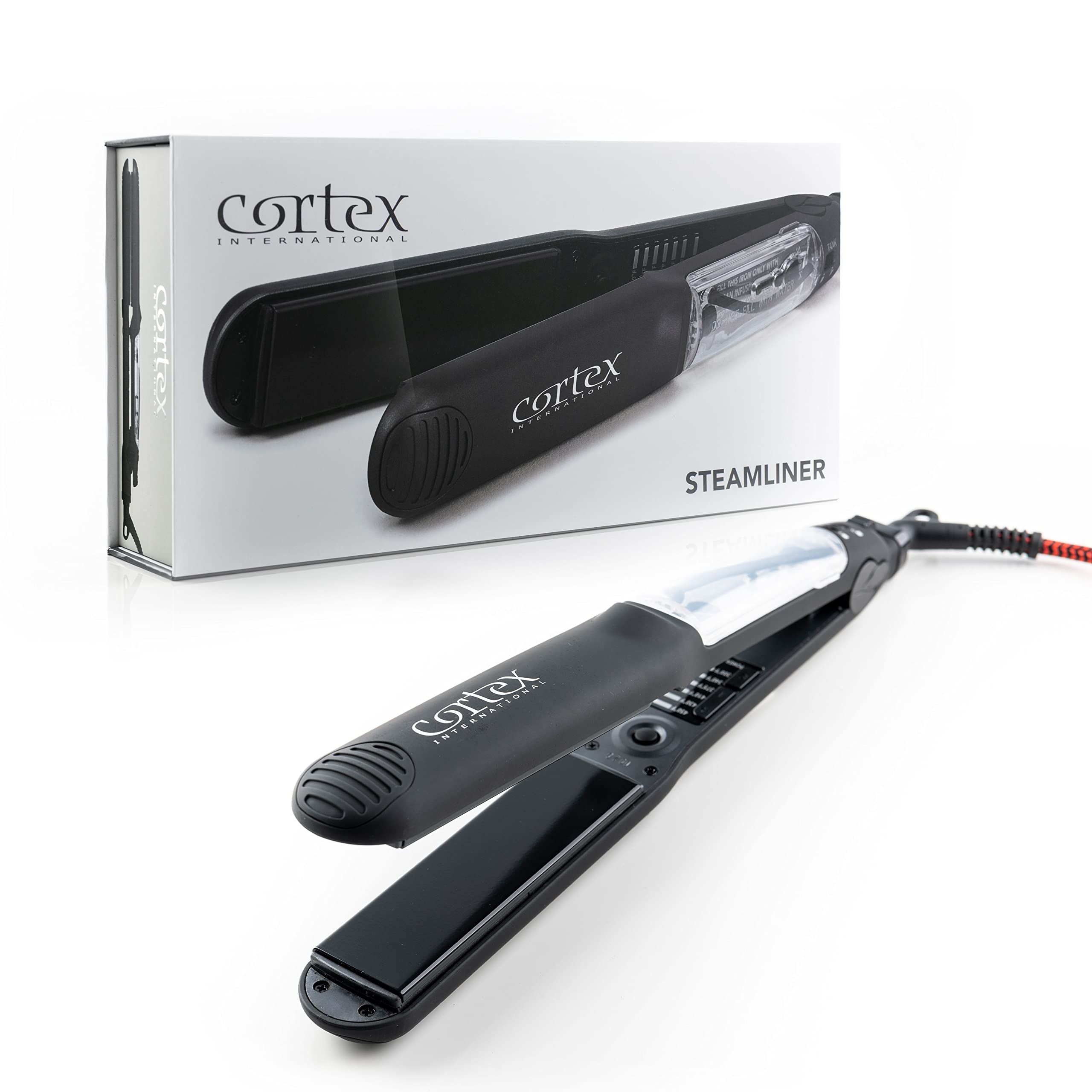 Professional Vapor Flat Iron with Ceramic Plates & Argan Infusion - 1.25 Inch Hair Straightener for Smooth & Shiny Hair - Includes Argan Oil Refill Bundle - Perfect for Salon & Home Use (Black)