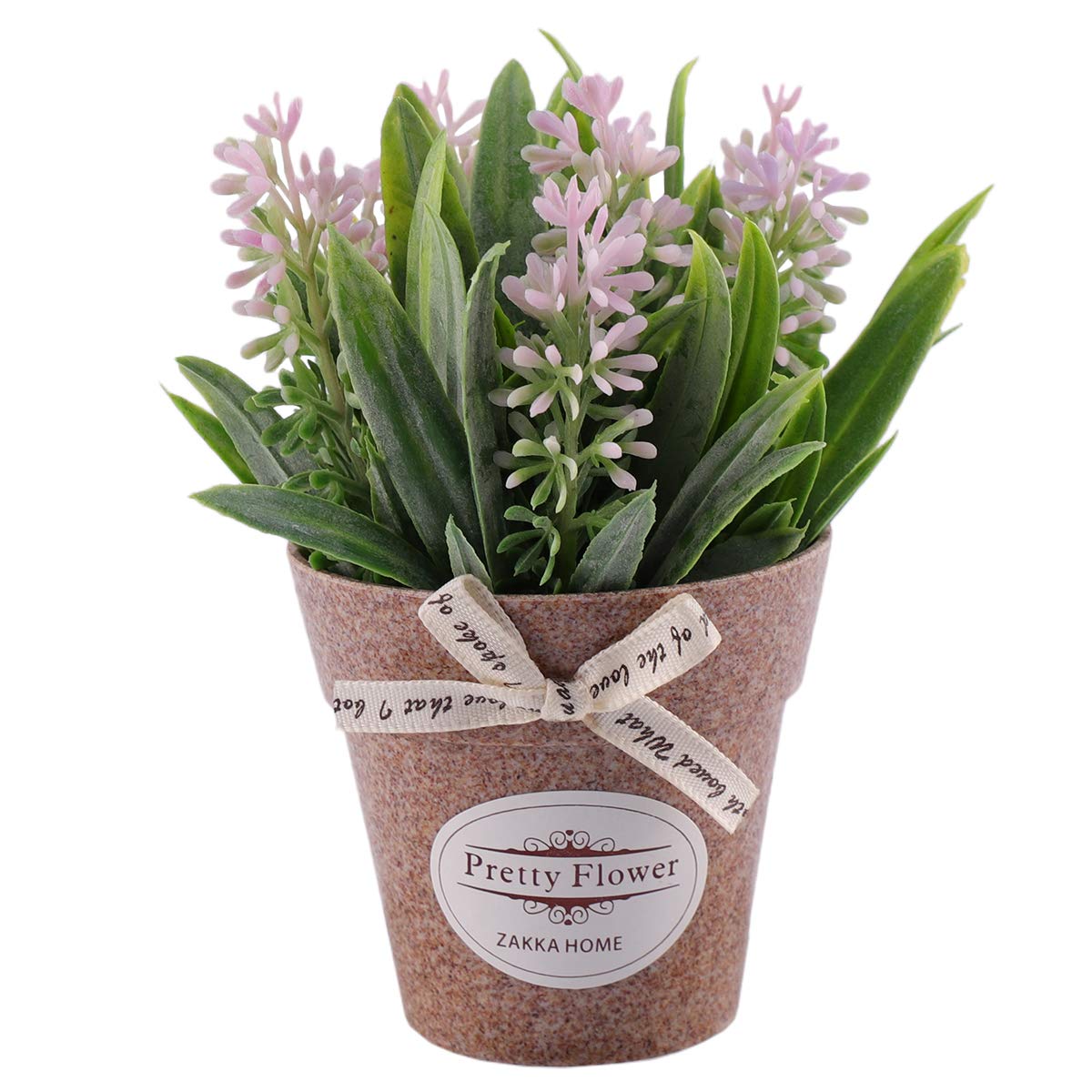 VICASKY 1Pc Artificial Bonsai Tree - Realistic Fake Basil Plant in Pink Pot, Mini Potted Simulation Plant for Home Office Desk Decor, Cabinet Display, Zen Garden & Wedding Centerpiece Decoration