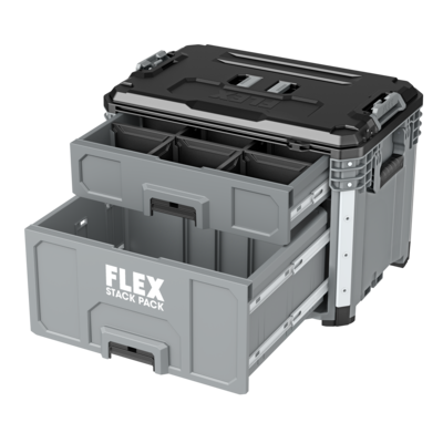 FLEX STACK PACK™ FS1106 2 Drawer Tool Box - Heavy Duty Plastic Tool Storage Organizer for Garage, Workshop & DIY Projects