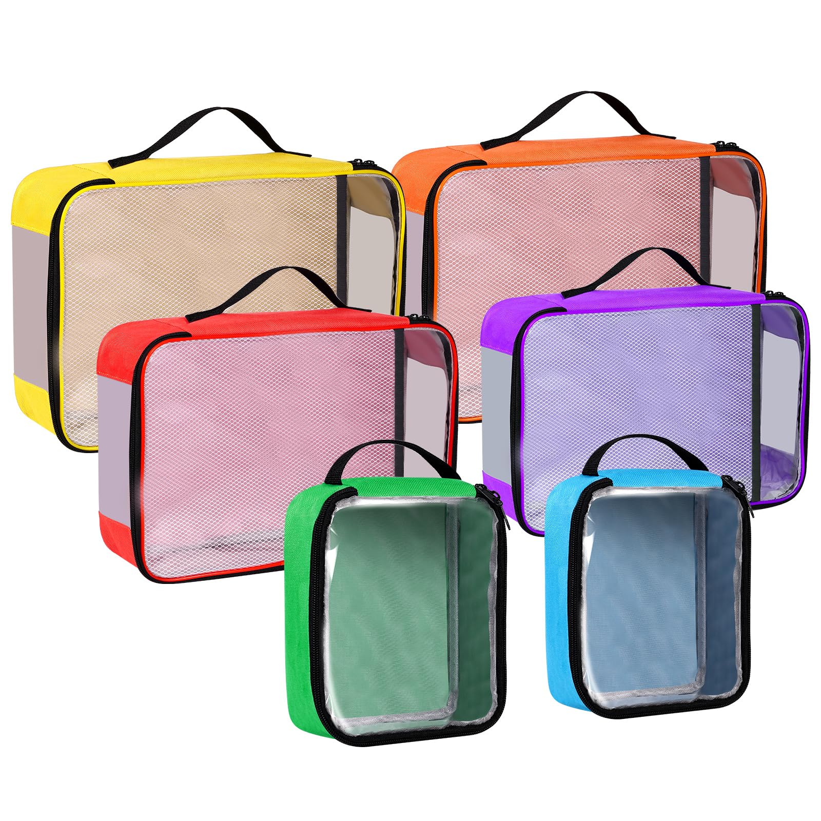 6 Pack Clear PVC Zippered Toy Storage Bags - Waterproof Organizer for Building Blocks, Books & Puzzles - Perfect for Kids' Room, Playroom & Travel Organization